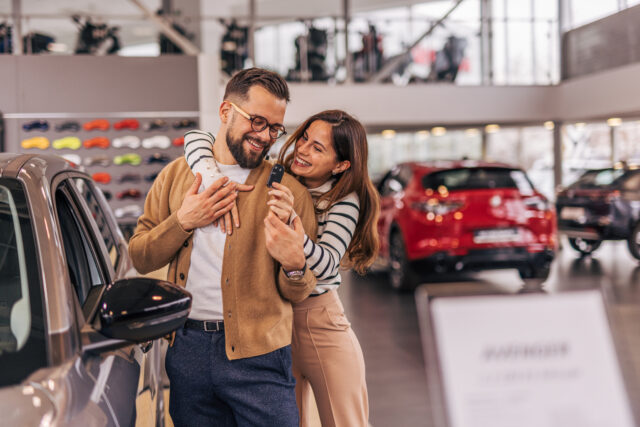 Shared excitement in the showroom.